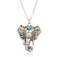 17KM Hot Vintage Elephant Pendant Necklace Boho Antique Blue Stone Choker Necklace Bohemia Bijoux Collares Bar Necklace