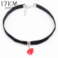 17KM 6 Colors Heart Velvet Choker Necklaces & Pendants Lace Necklaces Maxi Steampunk collares bib Bar Necklace collier boheme