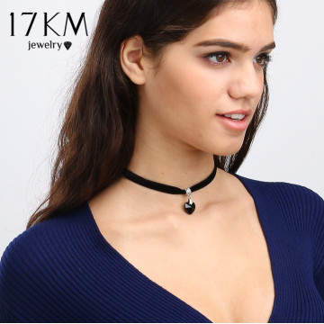 17KM 6 Colors Heart Velvet Choker Necklaces & Pendants Lace Necklaces Maxi Steampunk collares bib Bar Necklace collier boheme32591473148