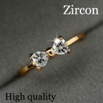 17KM Austria Crystal rings Gold Color finger Bow ring wedding engagement Zircon Crystal Rings women jewelry wholesale