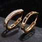 17KM Zircon Crystal Stud Earrings for Women Ear Jewelry Brincos Luxury Gold Color  Earring Fashion Wedding Accessories