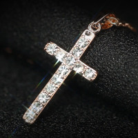 1PCS Free shipping! Classic design White/Rose gold plating zircon cross necklace for women fashion jewelry