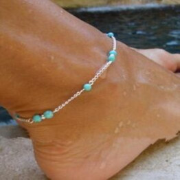 1Pcs Unique Nice Turquoise Beads Silver Chain Anklet souvenir Ankle Bracelet Foot Jewelry Fast Free Shipping New Hot Selling