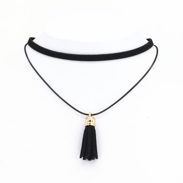 2016 Hot new torques Bijoux Plain Black Velvet Ribbon tassel statement necklace pendant Maxi Multilayer Chokers Necklace women32729622480