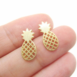 2016 New Fashion Brushed Pineapple Stud Earrings Dainty Minimalist Post Earrings Gift Jewelry E105
