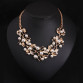 2016 New Fashion Imitation Pearl Rhinestone Flowers Leaves Metal Gold/Silver Plated Statement Necklace Women Jewelry For Gift