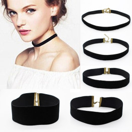 2016 trendy Black Velvet Choker Necklace 90's for Women Statement plain Ribbon Gothic round Retro Burlesque rope chain Jewelry