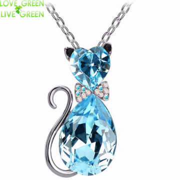 2017 NEW gift brand design girl women accesorries jewelry Austrian crystal Cat catty GP Pendant Chain Necklace 84575890206191