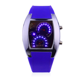2017 New Top Brand Fashion Sports Aviation Turbo Dial Blue Flash LED Watch Gift Men or Lady Sports Car Meter watch New Hot Selling