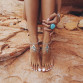 2Pcs/set Boho Turquoise Bead Anklet Wedding Foot Jewelry Chain Barefoot Sandals Beach Foot Bracelet For Women #8397532634437298