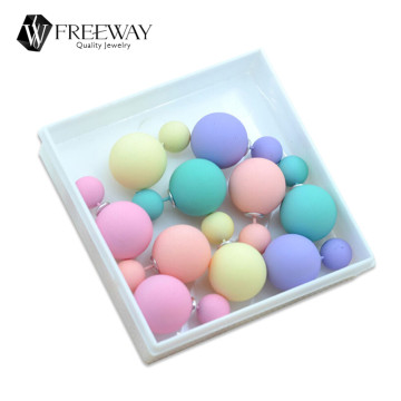 5pair/lot 2016 Fashion Jewelry Women Earrings Double Sided Matte Ball Simulated Pearl Stud Earrings For Women Set Girl Colorful32462339558