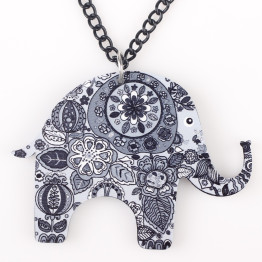 Bonsny Elephant Necklace Acrylic Long Chain Pendant  2016 news Accessories Animal Collar Colorful Design Girls Fashion Jewelry