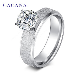 CACANA Stainless Steel Rings For Women Sequin With CZ Diamond Fashion Jewelry Wholesale NO.R12