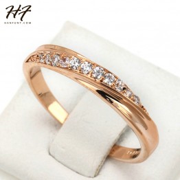 Classical Cubic Zirconia Lovers Ring Rose Gold Plated Rhinestones Studded Wedding Rings Jewelry / Jewellery For Women R314 R317