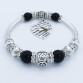 Fashion Silver Plated Statement Jewelry Love Heart Charm Bracelets & Bangles European Glass Beads Strand Bracelets For Women