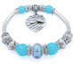 Fashion Silver Plated Statement Jewelry Love Heart Charm Bracelets & Bangles European Glass Beads Strand Bracelets For Women32676358395