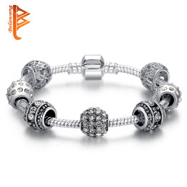 Fashion Women Bracelet Silver Plated Crystal Bead Charm Bracelet For Women Christmas Jewelry Original Bracelets Gift PS3005
