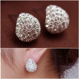 Jewerly Fashion Vintage Full Crystal Crescent Stud Earrings Beatles Earring For Woman New 2016 Christmas Gift Wholesale E184