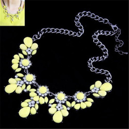 Lemon Value Statement Choker Vintage Charms Maxi Collar Colar Fashion Bijoux Crystal Pendant Necklace Women Jewelry Collier A453