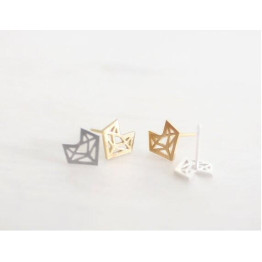 Min 1pc 2016 New Fashion Origami Fox Stud Earrings for Women Simple Origami Fox Jewelry Party Gifts ED096