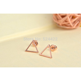 Min 1pc Gold/Silver/Rose gold Hollow Triangle Pattern Stud Earring Tiny Triangle Stud Earrings ED062