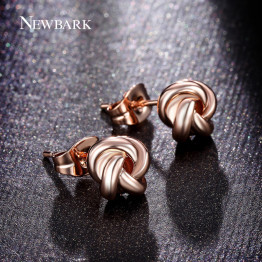 NEWBARK Cute Twist Love-knot Stud Earrings Rose Gold Plated Earings Fashion Jewelry Women Korean Style Design