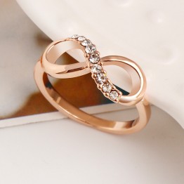 New Design hot sale Fashion Alloy Crystal Rings gold Color Infinity Ring Statement jewelry Wholesale for women Jewelry