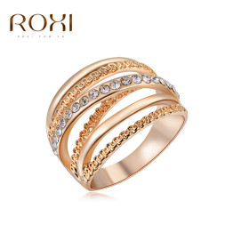 ROXI Brand Ring For Women Rose Gold Plated Zirconia Jewelry Finger Rings for Women Wedding Band Classic Rings Body Jewelry