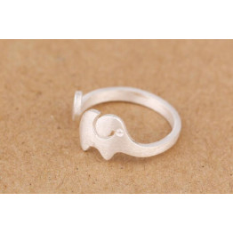 Shuangshuo Silver Plated Jewelry Vintage Animal Rings for Women Cute Elephant Opened Rings for Lovers Wedding Gift