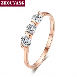 Top Quality Concise Crystal Ring Gold Plated  Austrian Crystals Full Sizes Wholesale R067 R068