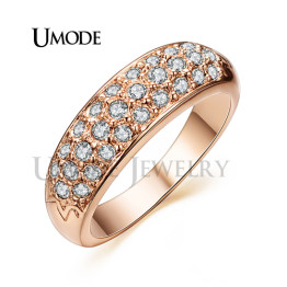 UMODE Classic anillos mujer bague aros Rose Gold Plated Rhinestones Studded Finger Rings JR0084A