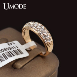 UMODE Classic anillos mujer bague aros Rose Gold Plated Rhinestones Studded Finger Rings JR0084A