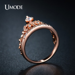 UMODE Exquisite Crown Shaped Ring Rose Gold Plated CZ Rings for Women Fashion Plated Aneis De Ouro Zirconia Jewelry UR0217