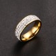 Vnox Vintage Wedding Rings for Women Gold Plated Stainless Steel 3 Row Crystal Cubic Zirconia Girl Jewelry