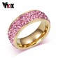Vnox Vintage Wedding Rings for Women Gold Plated Stainless Steel 3 Row Crystal Cubic Zirconia Girl Jewelry1912934467