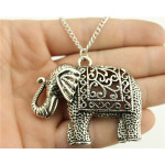 WYSIWYG Fashion Antique Silver Color 59*47mm Elephant Pendant Necklace, 70Cm Chain Long Necklace