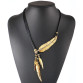 Women Necklace Alloy Feather Statement Necklaces Pendants Vintage Jewelry Rope Chain Necklace Women Accessories for Gift NL535