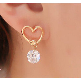 e020  Brand Design New hot Fashion Popular Luxury Crystal Zircon Stud Heart Earrings Elegant earrings jewelry for women 2016 