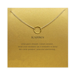 karma Double chain Circle necklace plated gold color Pendant necklaces Fashion Clavicle Chains Statement Necklace Women Jewelry