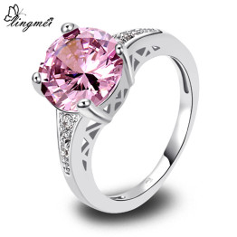 lingmei Wholesale Round Cut AAA Multi-Color CZ Silver Ring Size 6 7 8 9 10 11 12 13 Love Style Women Gift Free Shipping