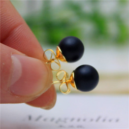 new Fashion brand jewelry simple beads Christmas stud earrings for women gold plated statement black gift earrings free shipping